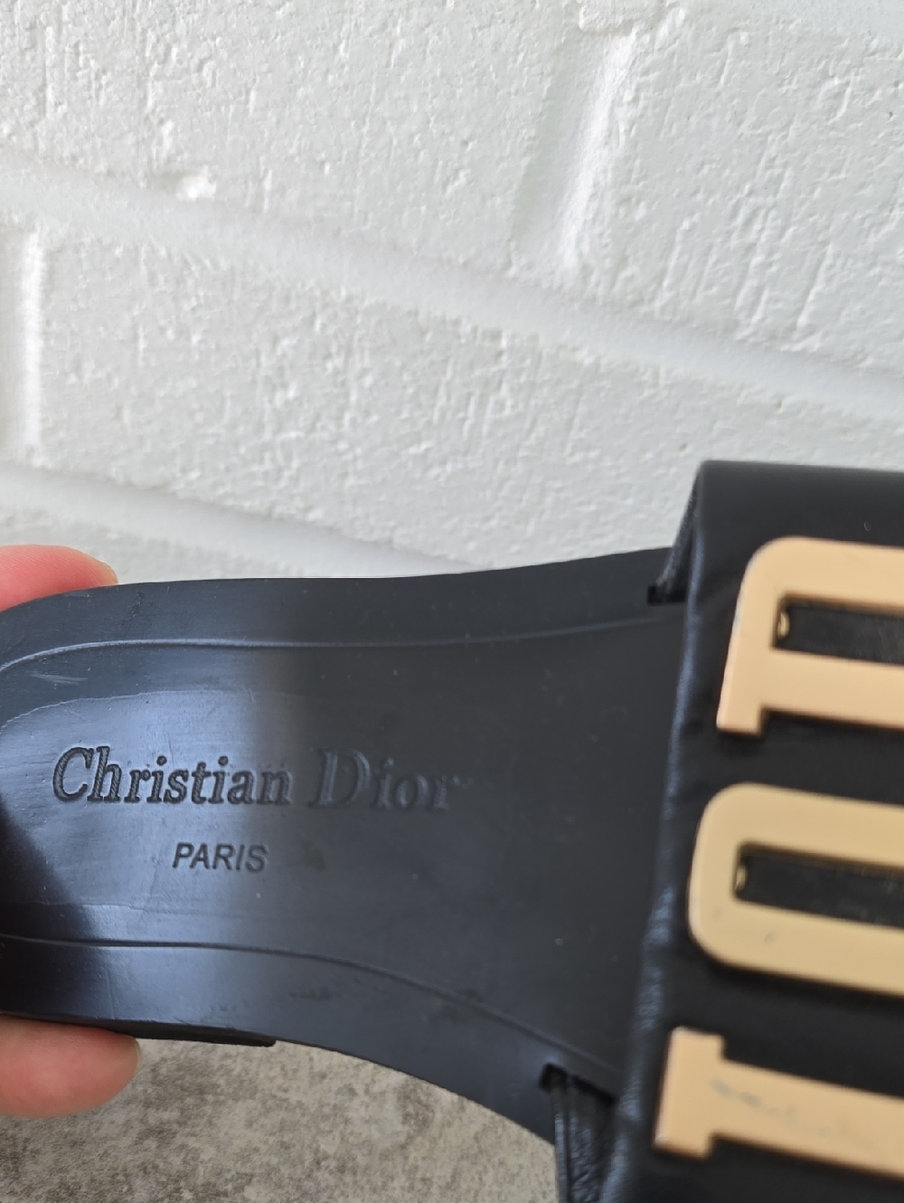 Christian Dior Gold Logo Sandals Sliders Black Color Size 36 - Picture 4 of 15